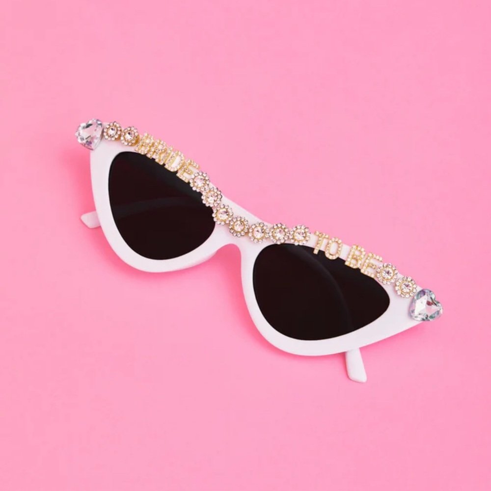 That Bride Sunnies “Bride to Be” Embellished White Sunglasses